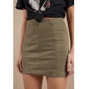 Free People Modern Femme Denim Mini Skirt - Olive Green Size 6